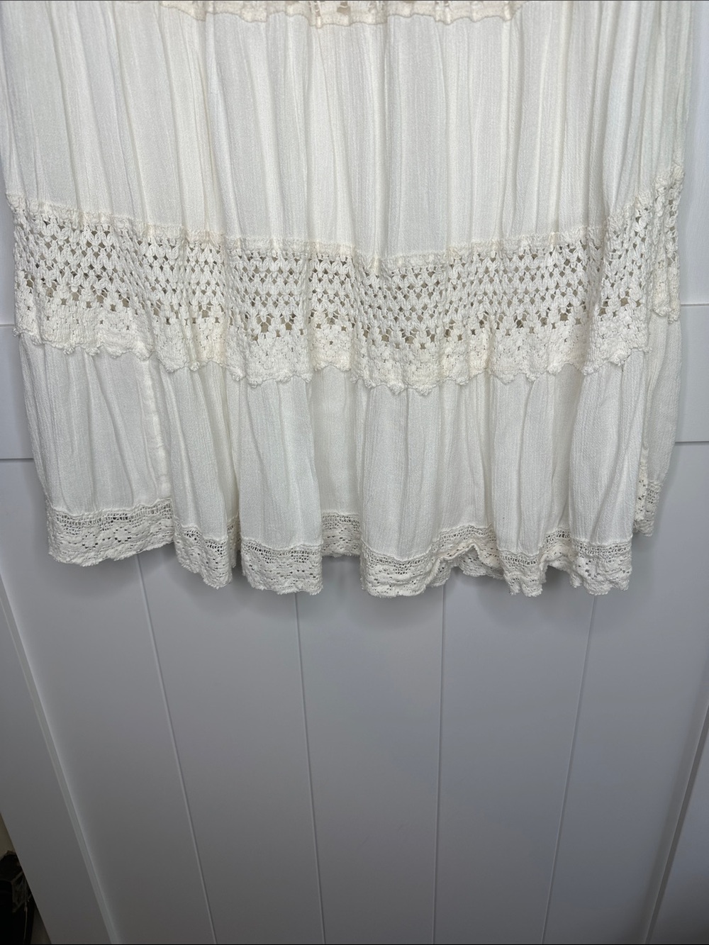 Boho Crochet Tiered Maxi Skirt - Cream Size Large - Picture 3 of 6